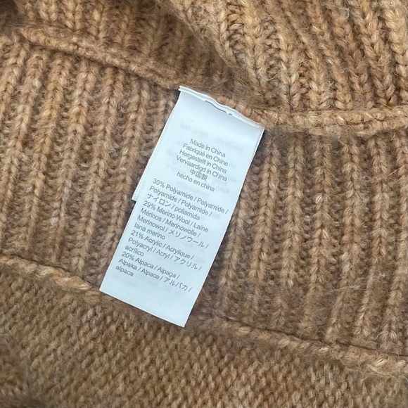 J. CREW Relaxed Turtleneck Poncho Sweater Merino Wool Alpaca Pocket Small Medium - Picture 13 of 15